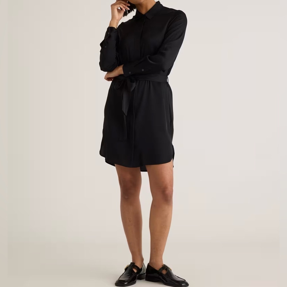 Quince | Washable Stretch Silk Shirt Dress